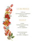 Trouwkaart met kerstrozen en euqalyptus en echte folie 2