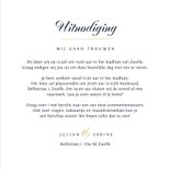 Trouwkaart stijlvol kalligrafie hartjes goud chique foto 3