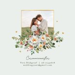 Trouwkaart stijlvol klassiek bloemen patroon waterverf goud 2