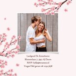 Trouwkaart uitnodiging bloesem bloemen lente bruiloft roze 2