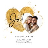 Trouwkaart uitnodiging hart goud romantisch algemeen 2