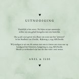 Trouwkaart uitnodiging We do groen verf hartjes 3
