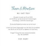 Trouwkaart wegwijzers strand hartjes 3