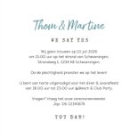 Trouwkaart wegwijzers strand hartjes 3