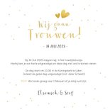 Trouwkaart wij gaan trouwen - wit met goudlook confetti 3