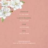 Trouwkaart witte bloesem op fluweel 2