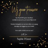 Trouwkaart zwart goudlook hartjes 3