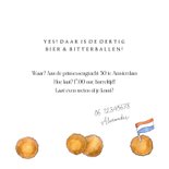 Uitnodiging 30 jaar met illustratie bitterballen en bier 3