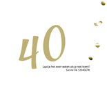 Uitnodiging 40 vrouw met goudkleurige confetti 2