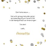 Uitnodiging 50 jaar ballon zilver en confetti 3