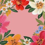 Uitnodiging 60e verjaardag  met kleurrijke bloemen Achterkant