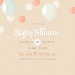 Uitnodiging babyshower zacht kraftlook ballonnen & confetti 2