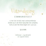 Uitnodiging communie waterverf takjes goud hartjes foto 3