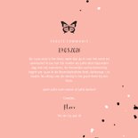 Uitnodiging communie zwarte vlinder met spetters 3