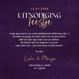 Uitnodiging dubbel feest jubileum goud bedrijf opening paars 3