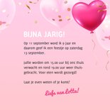 Uitnodiging eigen foto met confetti en hartjes 3d ballonnen 3