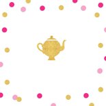 Uitnodiging High Tea confetti goud roze 2