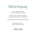 Uitnodiging housewarming groen goud plantje foto's 3