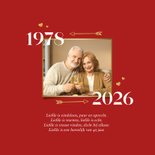 Uitnodiging jubileumfeest 45 jaar vermiljoen hartjes foto 2