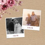 Uitnodiging jubileumfeest met vintage bloemen kraftpapier 2