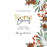 Uitnodiging kerstborrel botanisch kersttak dennenappel foto 3