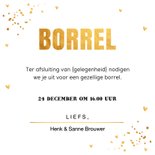 Uitnodiging kerstborrel confetti goudlook 3