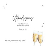 Uitnodiging kerstborrel goudlook sterren kerstbal champagne 3