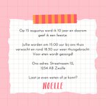 Uitnodiging kinderfeestje scrapbook stijl roze stickers 3