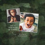 Uitnodiging lentefeest army stoer met foto en legerplaatje 2