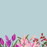 Uitnodiging met fleurige bloemen Achterkant