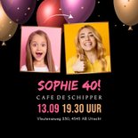 Uitnodiging met foto's en trendy kleurrijke 3d ballonnen 2