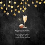 Uitnodiging nieuwjaarsborrel sterren champagne oliebol 2