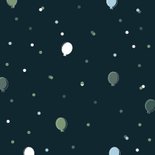 Uitnodiging party blauwe ballonnen met foto's confetti groen 2