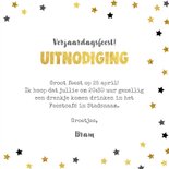 Uitnodiging Party-Time kaart krijtbord en sterren goud 3