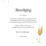 Uitnodiging pensioen afscheidsfeest champagne goud foto 3