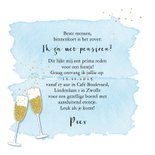 Uitnodiging pensioenfeestje champagne glazen 3