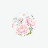 Uitnodiging roze pioenrozen met eucalyptus Achterkant