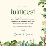 Uitnodiging tuinfeest met tropische planten en foto's 3