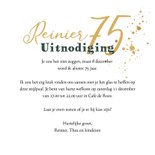 Uitnodiging verjaardag 75 jaar velvet goudfolie confetti 3