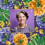 Uitnodiging verjaardag bloemen paars diner feestje 2