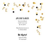 Uitnodiging verjaardagsfeest letter confetti goud 3