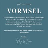 Uitnodiging vormsel blauw stijlvol met veren 3