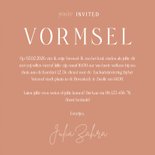 Uitnodiging vormsel stijlvol met veren terracotta 3