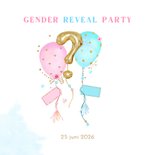 Uitnodigingskaart gender reveal party balonnen 2