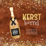 Uitnodigingskaart kerstborrrel goud rood zakelijk champagne  2