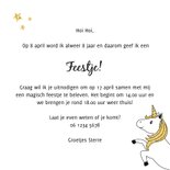 Uitnodigingskaart kinderfeestje 'Unicorn' 3