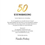 Uitnodigingskaart man verjaardag 50 jaar krijtbord goud 3