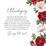 Uitnodigingskaart met rode en witte pioenrozen 3