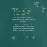 Unieke trouwkaart bedankt met gouden vogels groen 3