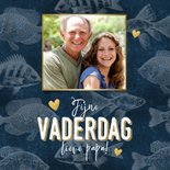 Vaderdag kaart met vissen patroon 'Fijne vaderdag' & hartjes 2